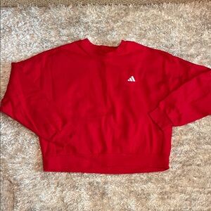 adidas Red Pullover Sweatshirt with Small White Logo